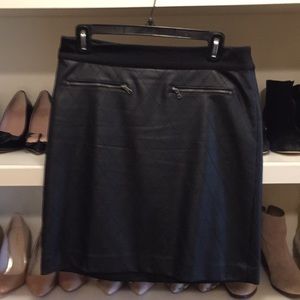 Ann Taylor black leather skirt